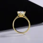 Rundschliff Moissanite Diamantweiß Gelbgold 925er Sterlingsilber Solitär-Verlobungsring