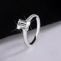 Smaragdschliff Moissanite Diamantweiß 925er Sterlingsilber Solitär-Verlobungsring