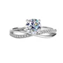 Rundschliff Moissanite Diamantweiß 925er Sterlingsilber Klassisch Verlobungsring
