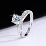 Rundschliff Moissanite Diamantweiß 925er Sterlingsilber Klassisch Verlobungsring