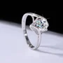 Rundschliff Moissanite Diamantweiß 925er Sterlingsilber Solitär-Verlobungsring