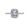 Radiantschliff Moissanite Diamantweiß 925er Sterlingsilber Halo Verlobungsring