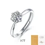Rundschliff Moissanite Diamantweiß 925er Sterlingsilber Verstellbar Size Solitär-Verlobungsring