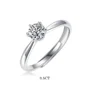 Rundschliff Moissanite Diamantweiß 925er Sterlingsilber Verstellbar Size Solitär-Verlobungsring