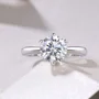 Rundschliff Moissanite Diamantweiß 925er Sterlingsilber Solitär-Verlobungsring