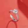 Rundschliff Moissanite Diamantweiß 925er Sterlingsilber Verstellbar Verlobungsring