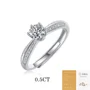 Rundschliff Moissanite Diamantweiß 925er Sterlingsilber Verstellbar Verlobungsring