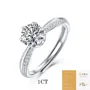 Rundschliff Moissanite Diamantweiß 925er Sterlingsilber Verstellbar Verlobungsring