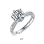 Rundschliff Moissanite Diamantweiß 925er Sterlingsilber Verstellbar Verlobungsring