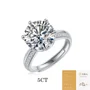 Rundschliff Moissanite Diamantweiß 925er Sterlingsilber Verstellbar Verlobungsring